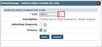 Authorization Default DX Code Window